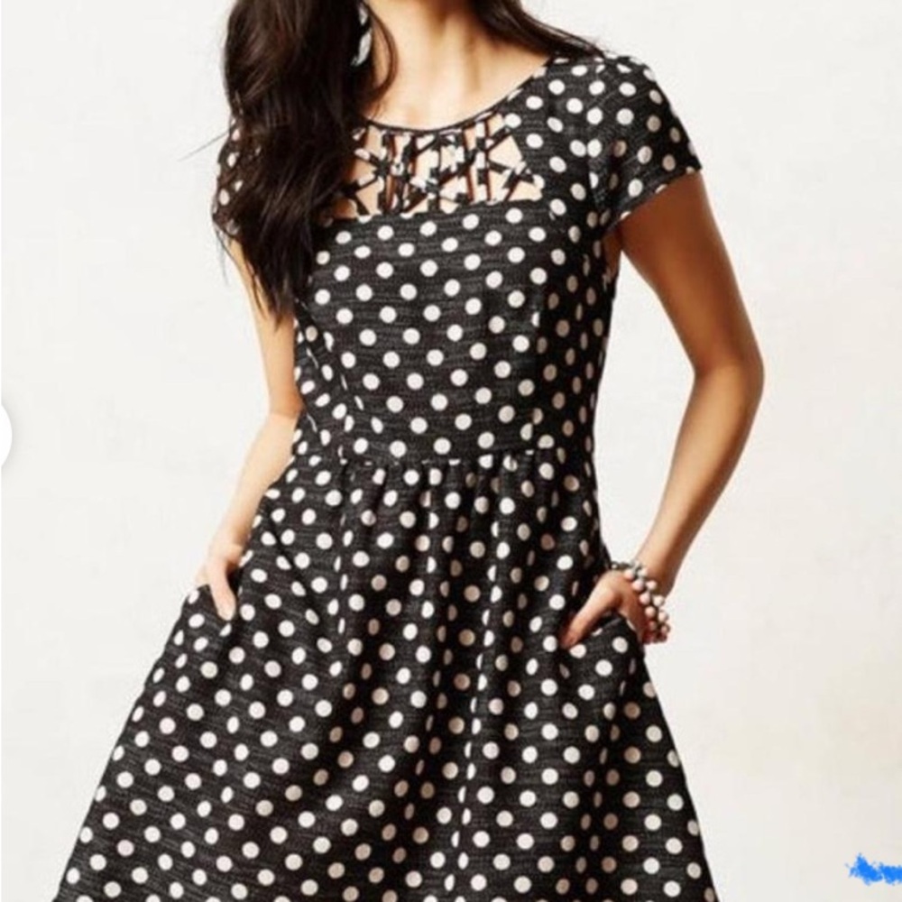 Maeve Black and White Polka Dot Mini Dress